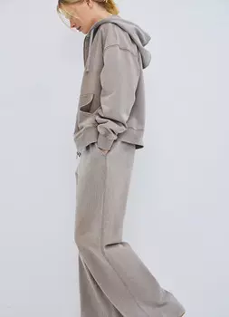 Толстовка на молнии с эффектом стирки, Бежевый