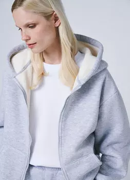 Толстовка на молнии с капюшоном, Серый