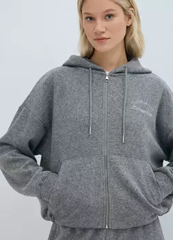 Толстовка на молнии со стопперами, Серый