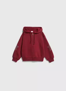 Толстовка на молнии со стразами для девочек, Фиолетовый