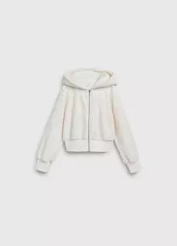 Толстовка оверсайз на молнии для девочек, Бежевый