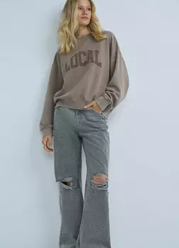 Толстовка с эффектом стирки, Бежевый