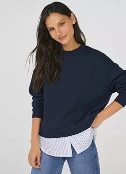 Свитшот с имитацией рубашки, Синий