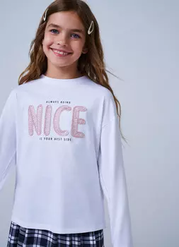 Толстовка с принтом для девочек, Белый