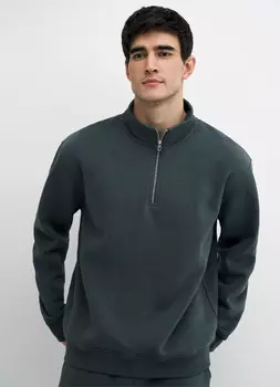 Толстовка с воротником-стойкой на молнии, Зеленый