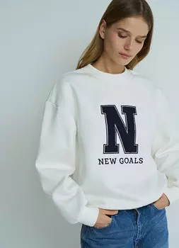 Толстовка с вышивкой, Бежевый