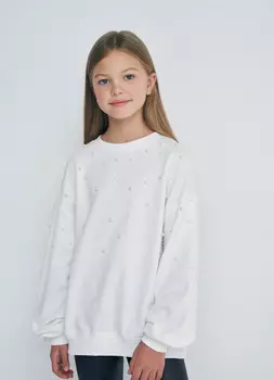 Толстовка свободная для девочек, Белый