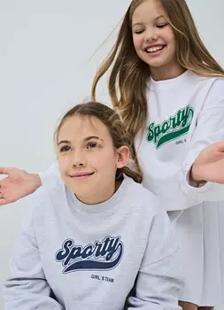 Толстовка свободная для девочек, Белый