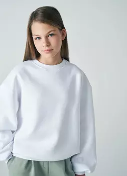 Толстовка свободная для девочек, Белый