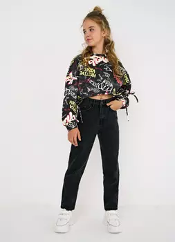 Толстовка свободная для девочек, Черный