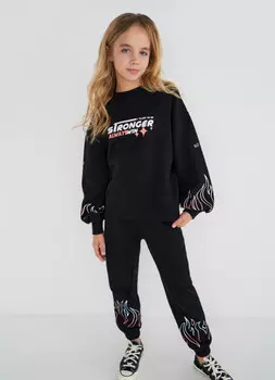 Толстовка свободная для девочек, Черный