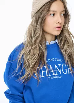 Толстовка свободная для девочек, Голубой