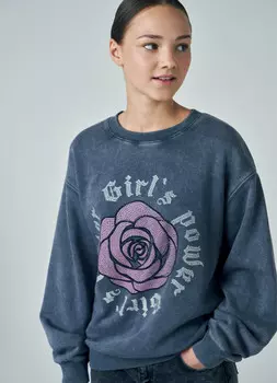 Толстовка свободная для девочек, Серый