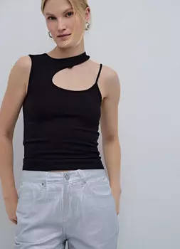 Топ с асимметричным вырезом, Черный