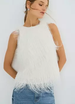 Топ с пушистой фактурой, Белый