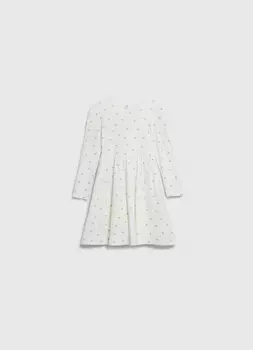 Трикотажное платье c принтом для девочек, Белый