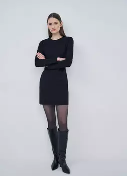 Трикотажное платье мини, Черный