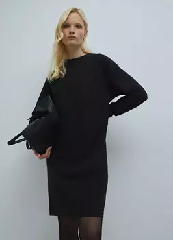 Трикотажное платье мини, Черный