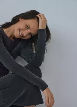 Трикотажное платье с эффектом стирки, Серый