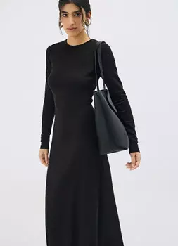 Трикотажное платье с расклёшенной юбкой, Черный