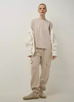 Трикотажные брюки-карго, Бежевый