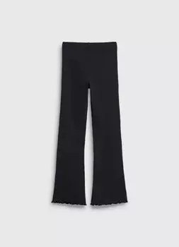 Трикотажные брюки в рубчик для девочек, Черный