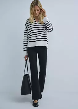 Трикотажные расклёшенные брюки, Черный