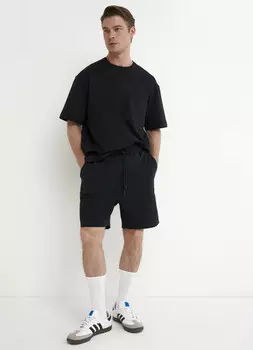 Трикотажные шорты из хлопка, Черный
