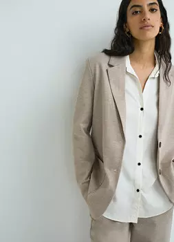 Трикотажный жакет, Бежевый