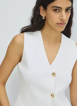 Трикотажный жилет на пуговицах, Белый