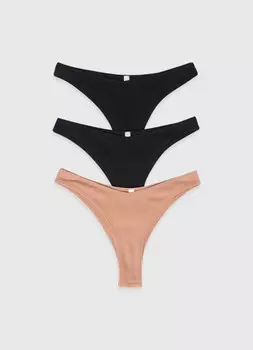 Трусы-бразилиана, 3 шт., Черный