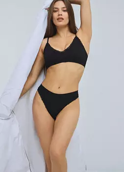 Трусы-бразилиана в рубчик, Черный