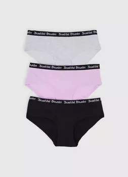 Трусы для девочек, 3 шт., Черный