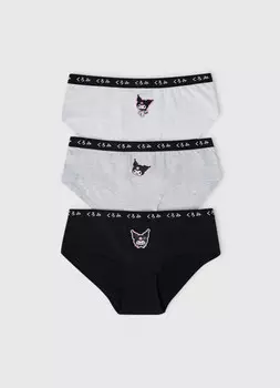 Трусы для девочек, 3 шт., Черный