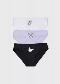 Трусы для девочек, 3 шт., Черный