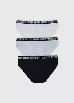 Трусы для девочек, 3 шт., Черный