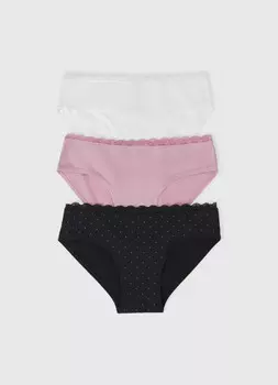 Трусы для девочек, 3 шт., Черный