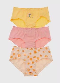 Трусы для девочек, 3 шт., Желтый