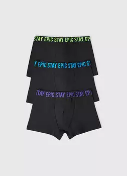 Трусы для мальчиков, 3 шт., Черный