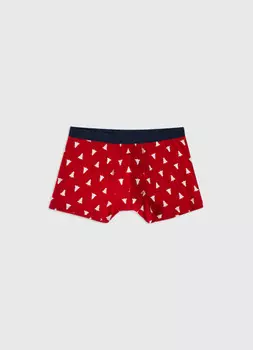 Трусы с новогодним принтом в виде ёлочки, Красный