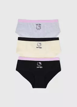 Трусы с принтом Hello Kitty для девочек, 3 шт., Серый