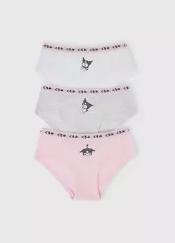 Трусы с принтом Kuromi для девочек, 3 шт., Белый