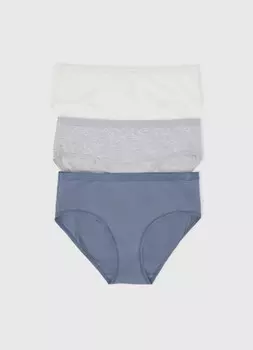 Трусы средней посадки, 3 шт., Голубой
