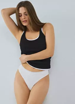 Трусы-танга с кружевом по поясу, 3 шт., Белый