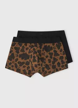 Трусы-транки с леопардовым принтом, 2 шт., Бежевый