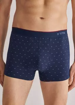 Трусы-транки с принтом, Синий