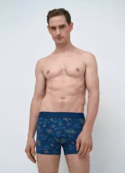 Трусы-транки с принтом, Синий