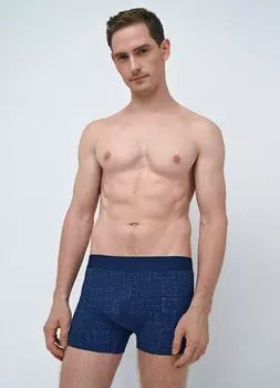 Трусы-транки с принтом, Синий
