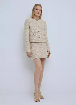 Твидовая мини-юбка, Бежевый