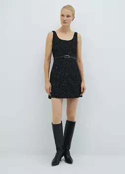 Твидовое платье мини, Черный